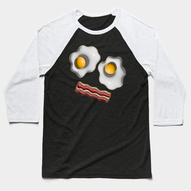 BACON AND EGGS FACE Funny Breakfast Fried Eggs - UnBlink Studio by Jackie Tahara Baseball T-Shirt by UnBlink Studio by Jackie Tahara